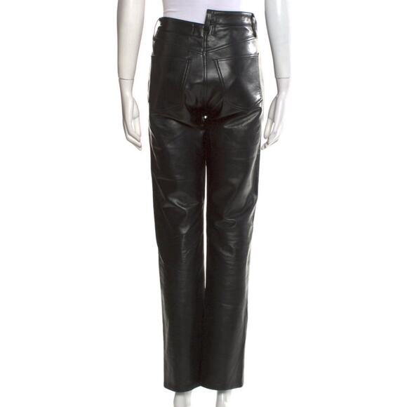 Agolde Criss Cross Straight Black Soft Recycled Leather Pants 25 $378 - Picture 7 of 12
